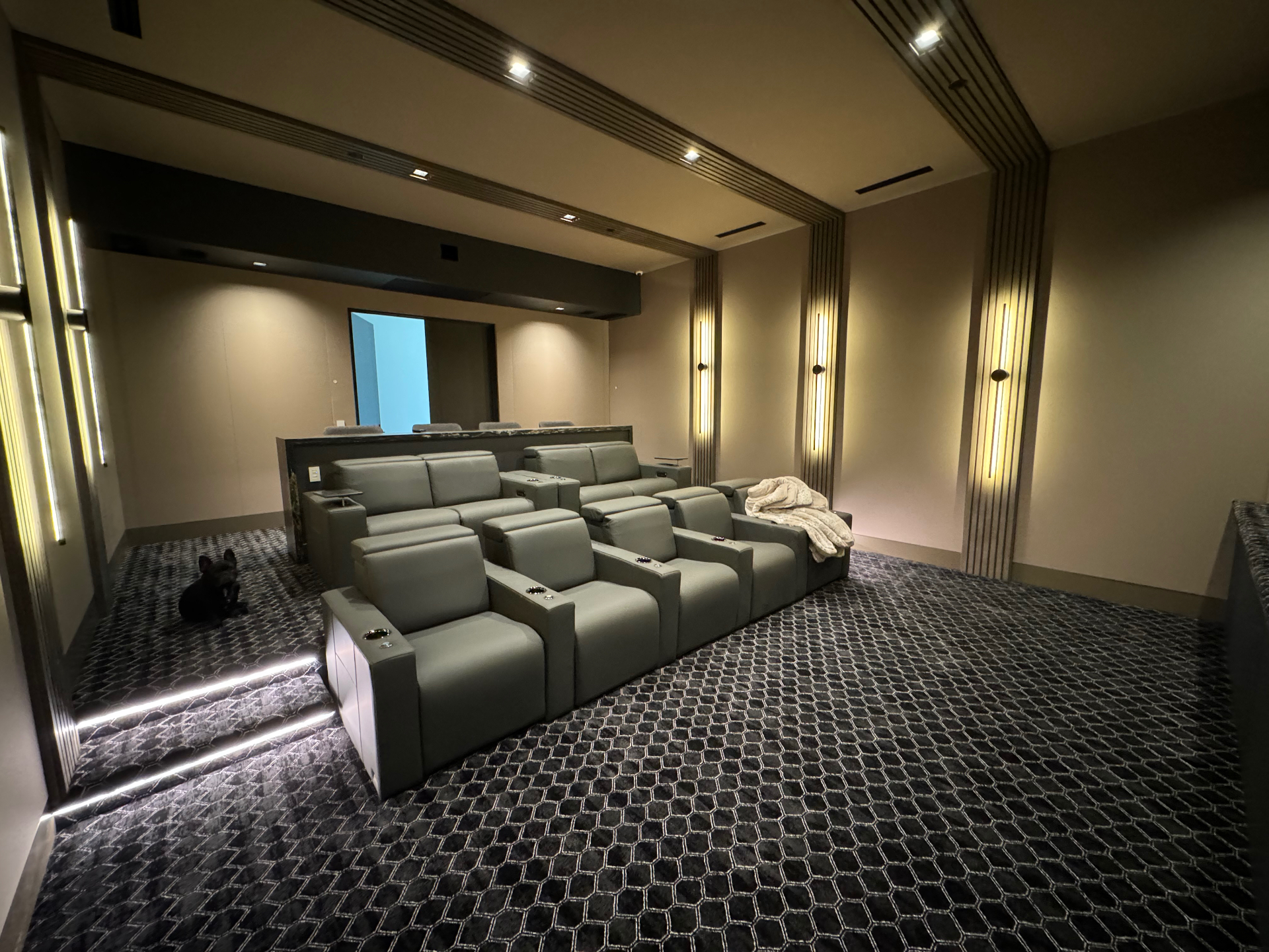 After: Bare concrete → Custom theater carpet in Scottsdale, AZ