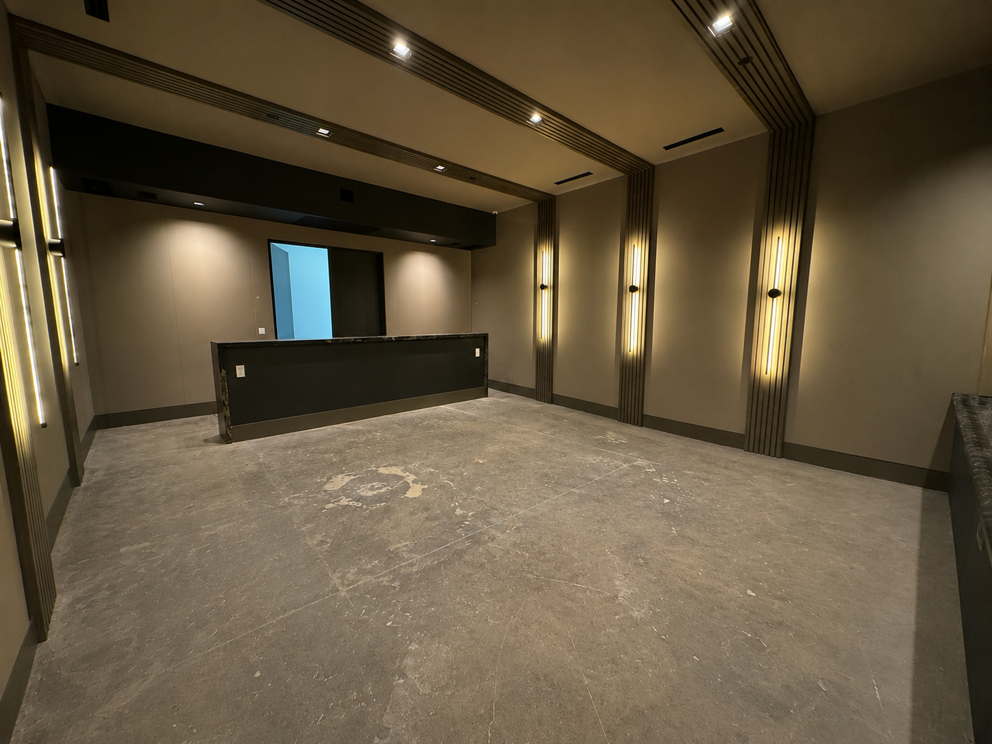 Before: Bare concrete → Custom theater carpet in Scottsdale, AZ